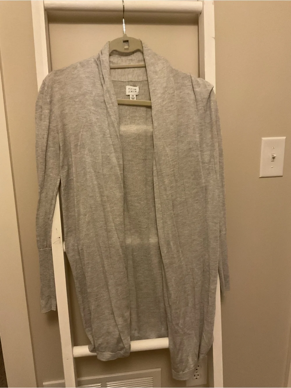 Light Gray Open-Front Lightweight Cardigan